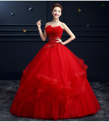 Fashion Classic Real Photo Appliques Vintage White Pearls Wedding Dresses 2021 Vestidos De Noiva Bridal Gown Plus Size Strapless