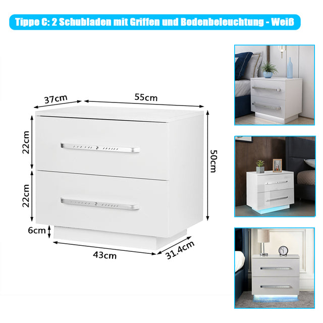 Modern RGB LED Nightstands Bed Side Table Magazine Cabinet Storage Organizer Bedside Table Bedroom Furniture for Night 20 Colors