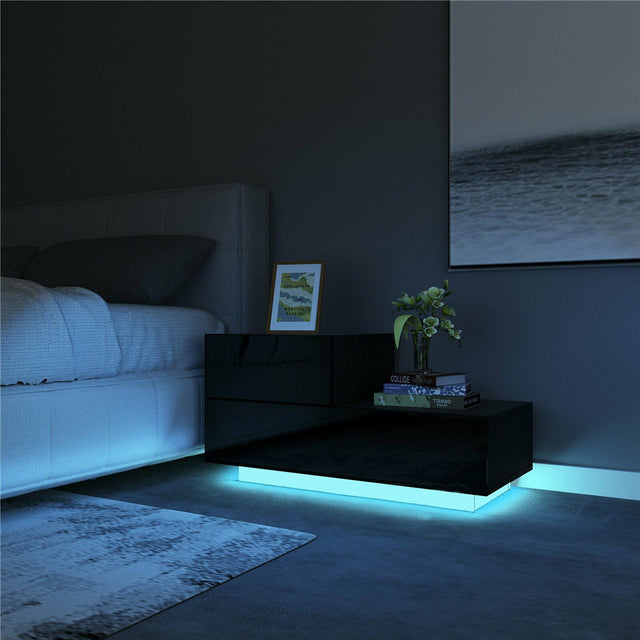 Modern RGB LED Nightstands Bed Side Table Magazine Cabinet Storage Organizer Bedside Table Bedroom Furniture for Night 20 Colors