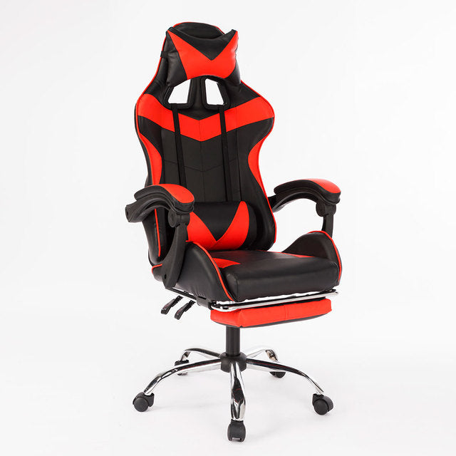 Office WCG Gaming Chair Ergonomic Computer Armchair with Footrest Swivel Lifting Lying Seating Internet Racing Chair PU Leather