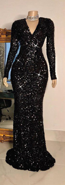 Vinca Sunny Sexy Long Mermaid Prom Dresses 2022 V-neck Long Sleeve