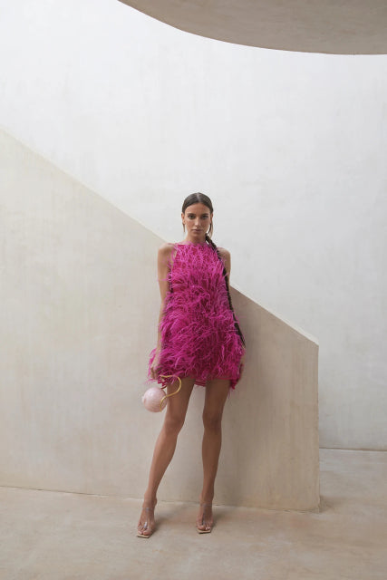 Fashion New Short Cocktail Dress for Women Sexy Lovely Mini Feathers Sleeveless A-line Party Formal Gowns Vestido De Noche