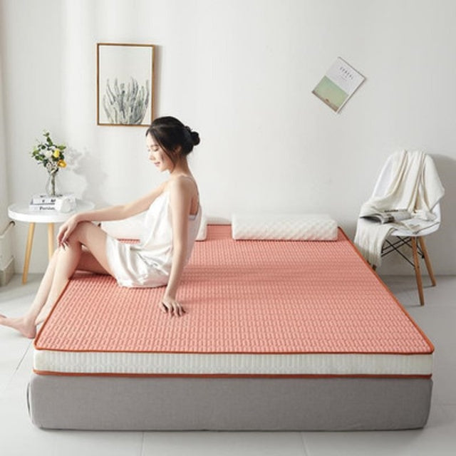 Foldable Mat 95D Thai latex filling Mattress Floor Slow rebound Tatami Cotton Cover Bedspreads 5/8cm thickness Size