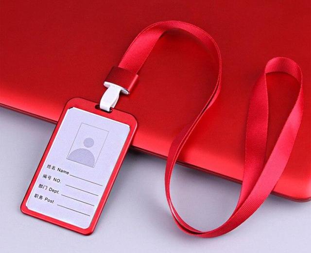 Fashion Card Cover Women Aluminum Alloy Work Name Card Holders Business Work Card ID Badge Lanyard Holder Metal Bags Case