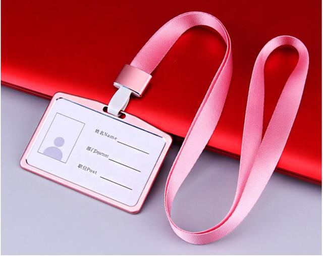 Fashion Card Cover Women Aluminum Alloy Work Name Card Holders Business Work Card ID Badge Lanyard Holder Metal Bags Case