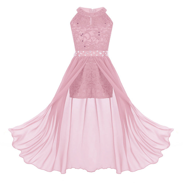 Flower Girls Floral Lace Dresses 2022 Girls Pageant Formal Princess Dresses First Communion Dress Kids Wedding Party Gowns Dress