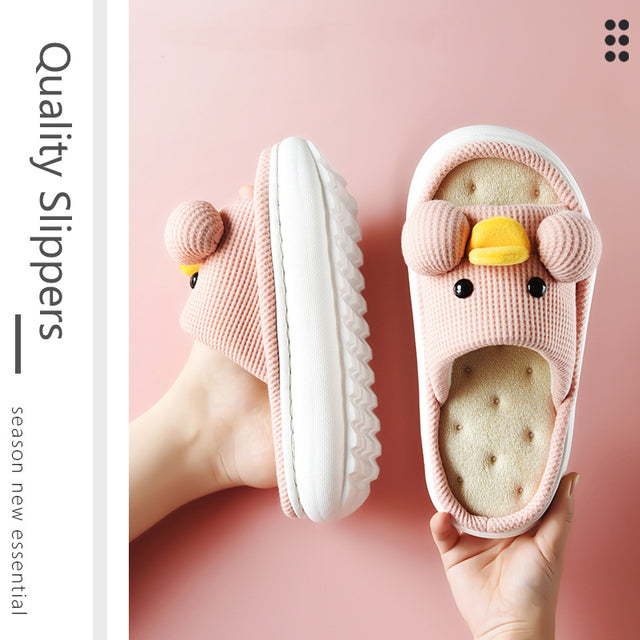 Mo Dou All Senson Designer Slippers Cute Cartoon Lovely Animals Bedroom Cotton Home Shoes Indoor Thick Sole Couples Men Women