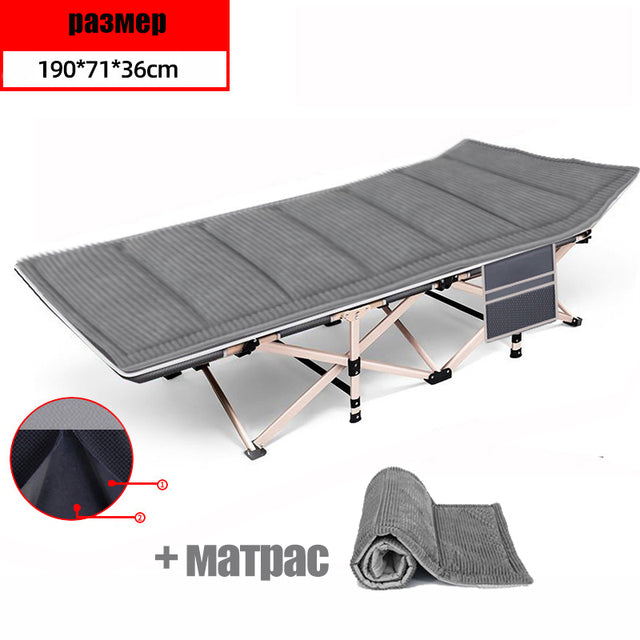 Folding Bed For Sleeping Camping Furnishings Aluminum Beach Bed Single Outdoor Garden Cot Portable Beach Cot