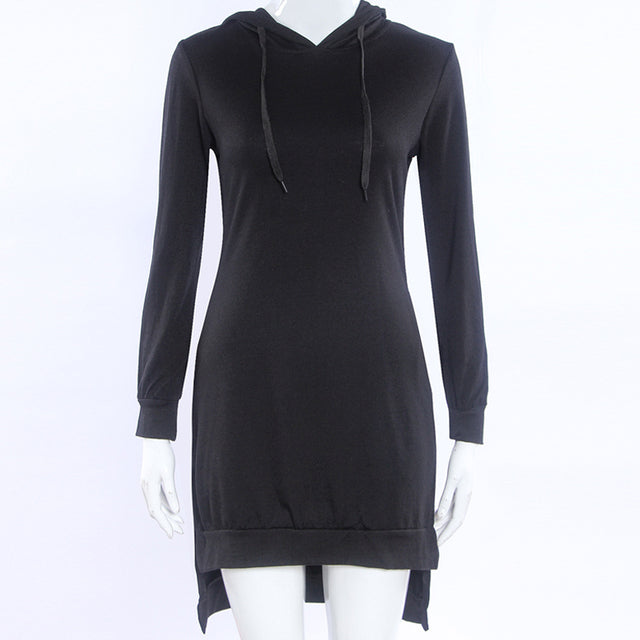 Woman Sweatshirt Dress Hoodies Autumn Sports Casual Long Sleeve Split Sweatshirt Hooded Dress Women Casual Hooded Sweatshirt