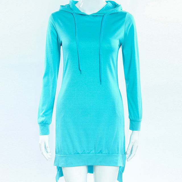 Woman Sweatshirt Dress Hoodies Autumn Sports Casual Long Sleeve Split Sweatshirt Hooded Dress Women Casual Hooded Sweatshirt