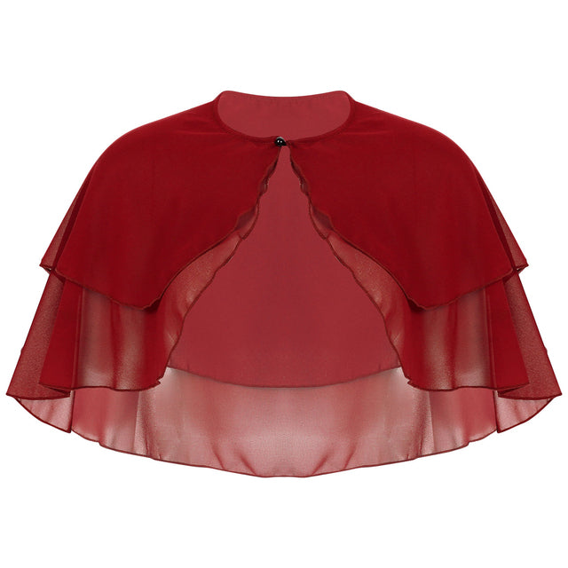 Women Elegant Chiffon Wraps Shawls Ruffle 2 Layer Bolero Wedding Cape Bridal Shrug Tops for Party Dress Cover Ups Wedding Wrap
