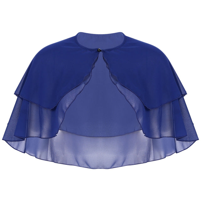 Women Elegant Chiffon Wraps Shawls Ruffle 2 Layer Bolero Wedding Cape Bridal Shrug Tops for Party Dress Cover Ups Wedding Wrap