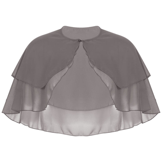 Women Elegant Chiffon Wraps Shawls Ruffle 2 Layer Bolero Wedding Cape Bridal Shrug Tops for Party Dress Cover Ups Wedding Wrap