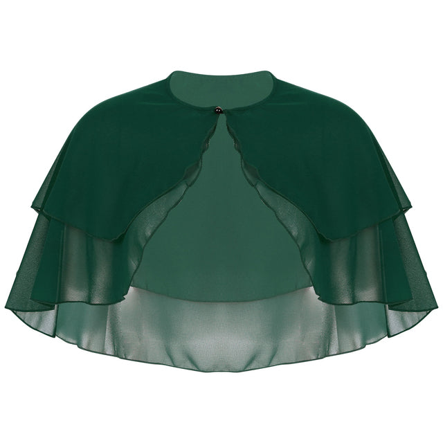 Women Elegant Chiffon Wraps Shawls Ruffle 2 Layer Bolero Wedding Cape Bridal Shrug Tops for Party Dress Cover Ups Wedding Wrap