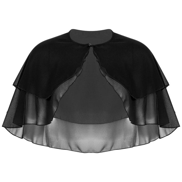 Women Elegant Chiffon Wraps Shawls Ruffle 2 Layer Bolero Wedding Cape Bridal Shrug Tops for Party Dress Cover Ups Wedding Wrap
