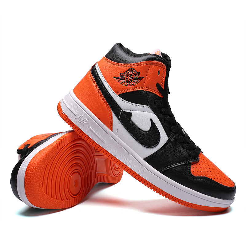 Spring warm men's trend black gray shadow Korean shoes casual sports basketball shoes wild students high-top shoes
