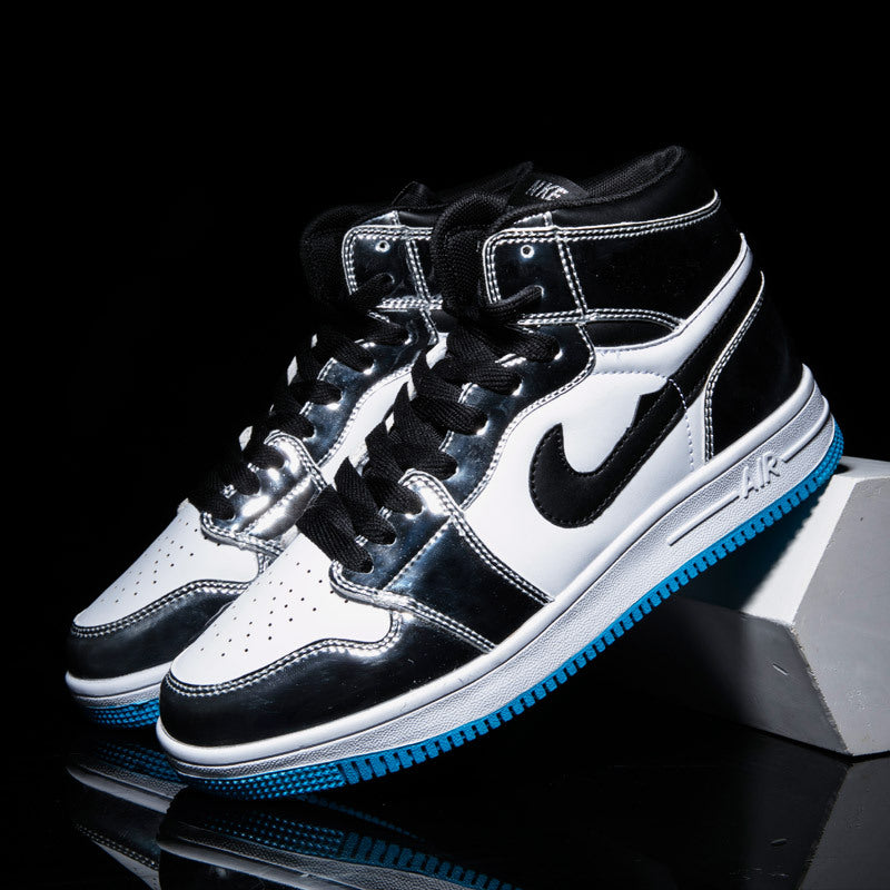 Spring warm men's trend black gray shadow Korean shoes casual sports basketball shoes wild students high-top shoes