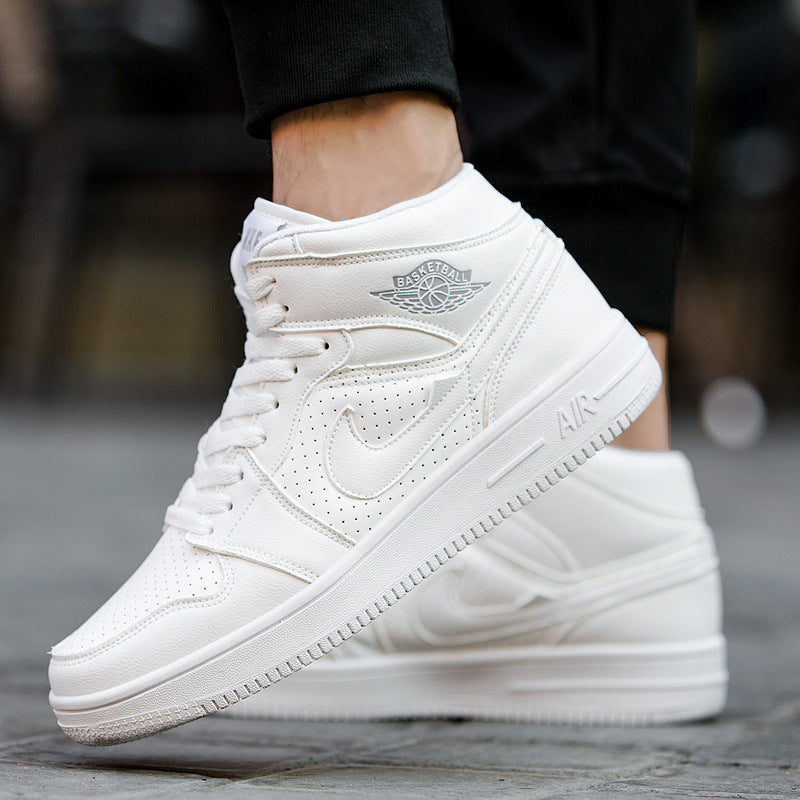 Spring warm men's trend black gray shadow Korean shoes casual sports basketball shoes wild students high-top shoes