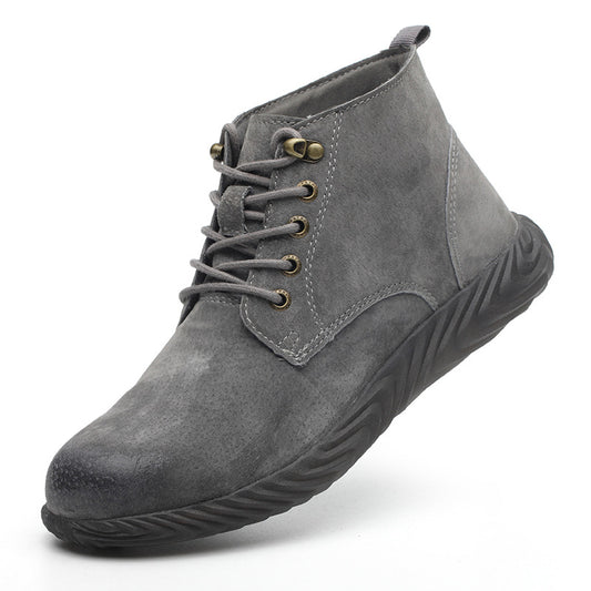 Factory direct labor insurance shoes pigskin steel head anti-smashing stab-resistant gas odor-resistant non-slip beef tendon jelly work shoes
