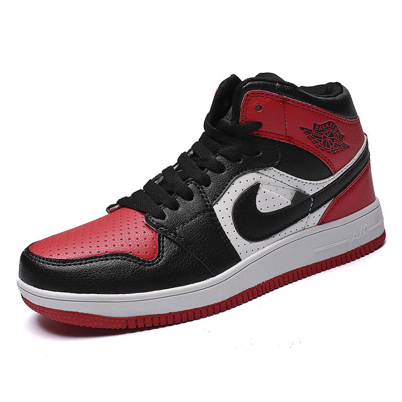 Spring warm men's trend black gray shadow Korean shoes casual sports basketball shoes wild students high-top shoes
