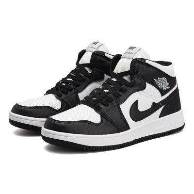 Spring warm men's trend black gray shadow Korean shoes casual sports basketball shoes wild students high-top shoes