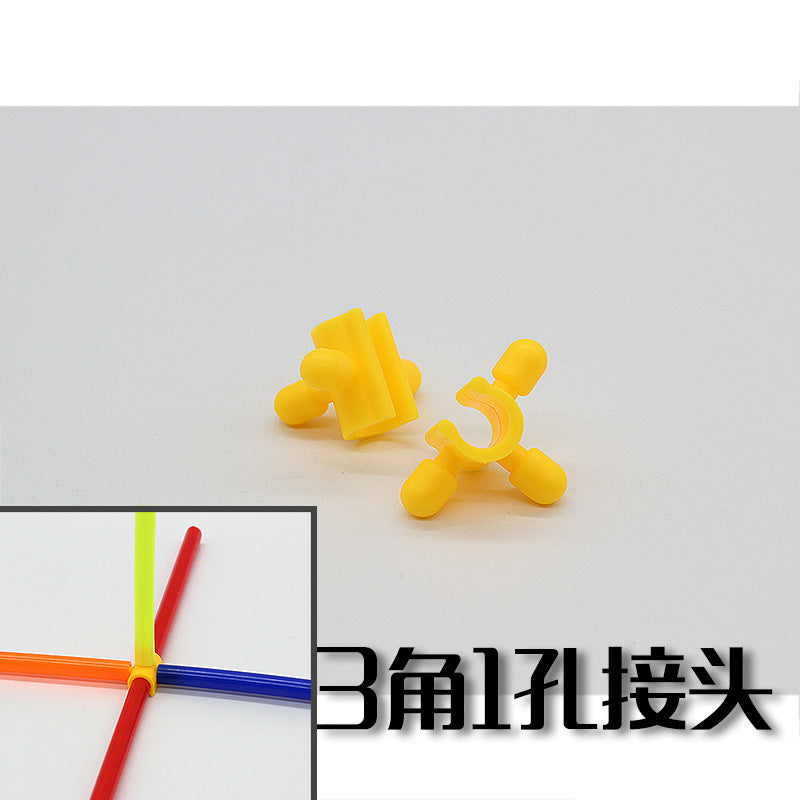 4D straw kindergarten spell inserting blocks children's educational toys creative diy Yiwu foreign trade toys