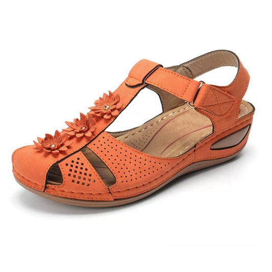 female large size non-slip light round head Rome Velcro super comfortable wedge with comfortable Baotou sandals