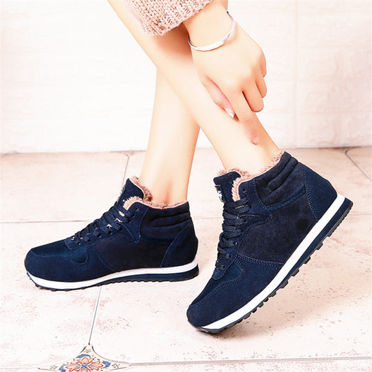 Middle-aged and elderly mom and dad warm cotton shoes 2019 winter Korean version of thick cotton boots large size 47 high-top snow boots women