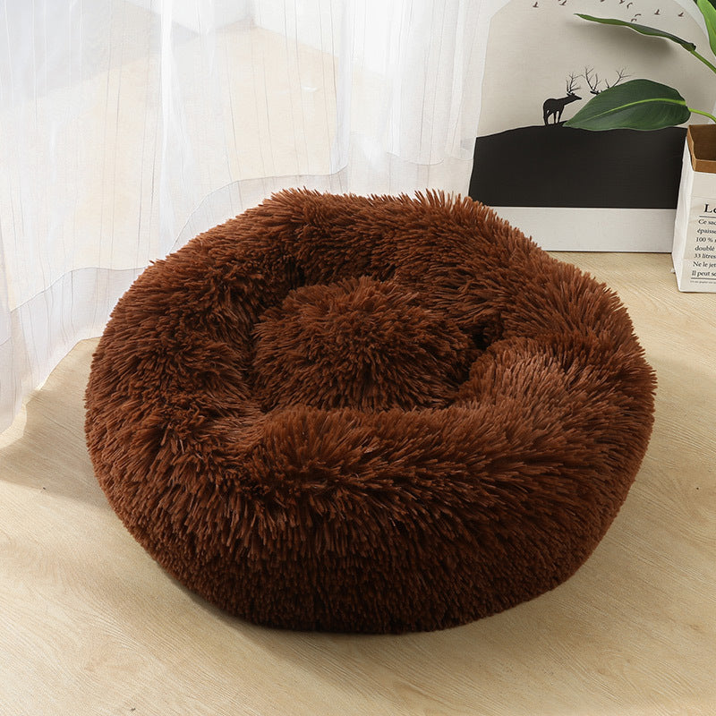 Manufacturers deep sleep dog kennel cat kennel round long-haired hair South Korean velvet autumn and winter nest pad cat mattress small and medium-sized dogs
