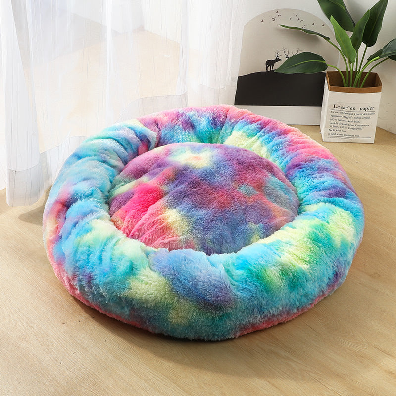 Manufacturers deep sleep dog kennel cat kennel round long-haired hair South Korean velvet autumn and winter nest pad cat mattress small and medium-sized dogs