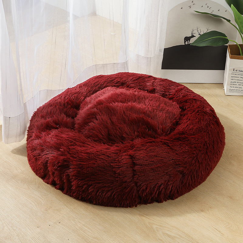 Manufacturers deep sleep dog kennel cat kennel round long-haired hair South Korean velvet autumn and winter nest pad cat mattress small and medium-sized dogs