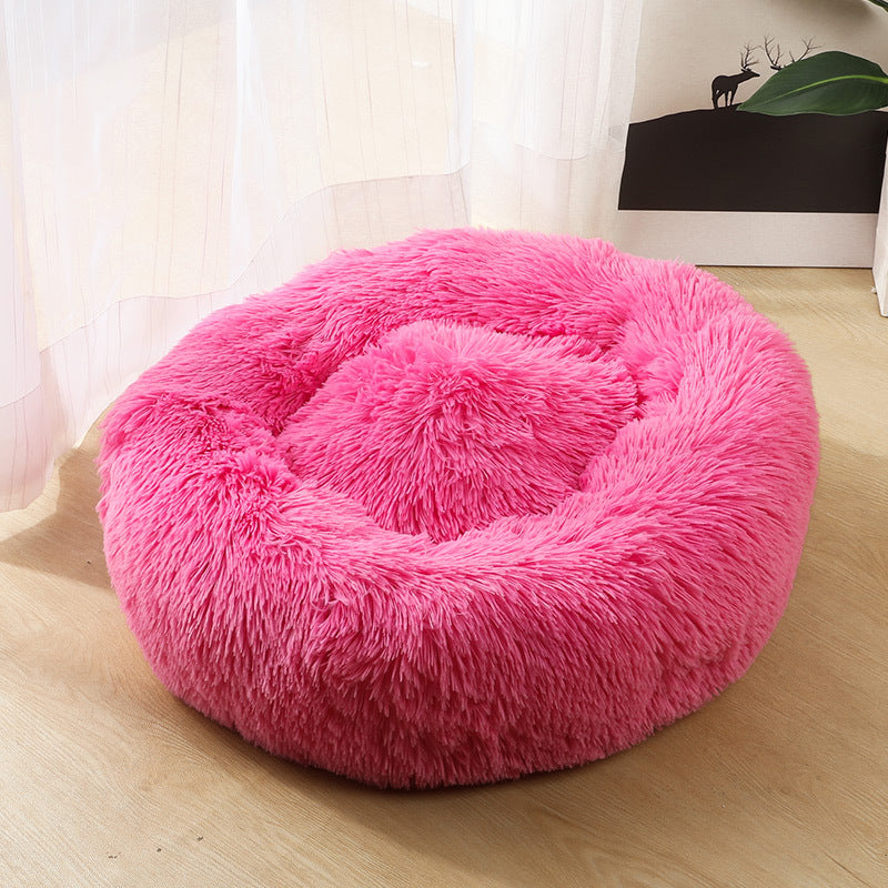 Manufacturers deep sleep dog kennel cat kennel round long-haired hair South Korean velvet autumn and winter nest pad cat mattress small and medium-sized dogs