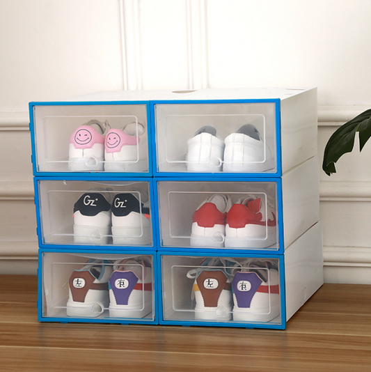 Shoes Boxes Foldable Plastic Thickened Flip Ladies Clamshell Shoes Cabinet Colorful Transparen Stackable Storage?for women 32x22x12cm?6pcs