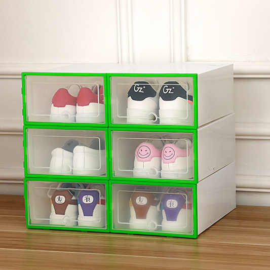 Shoes Boxes Foldable Plastic Thickened Flip Ladies Clamshell Shoes Cabinet Colorful Transparen Stackable Storage?for men 34x24x14cm?6pcs