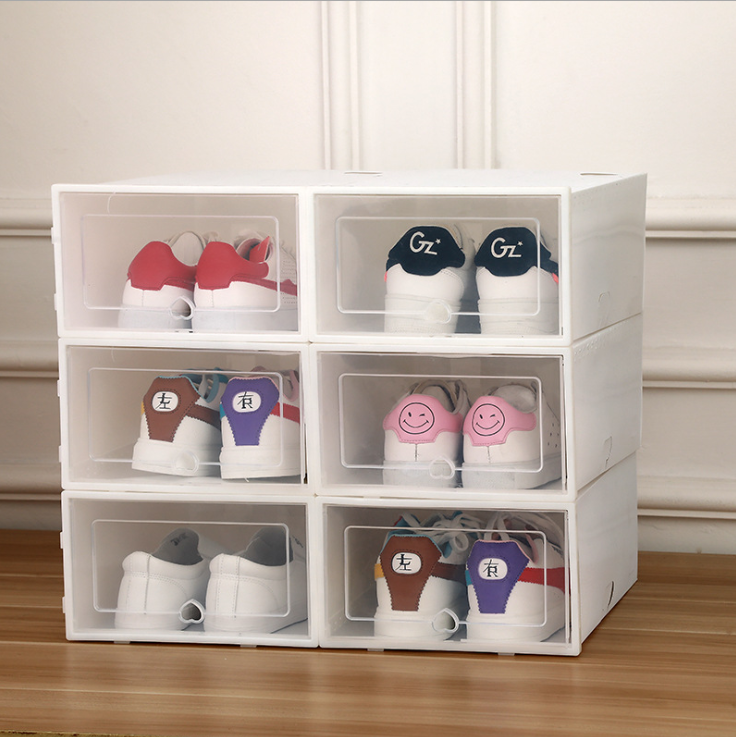 Shoes Boxes Foldable Plastic Thickened Flip Ladies Clamshell Shoes Cabinet Colorful Transparen Stackable Storage?for men 34x24x14cm?6pcs