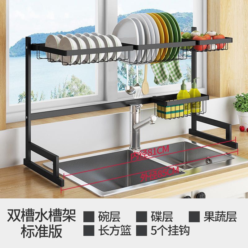 KQ-SCJ 201/304 Stainless Steel Kitchen Shelf Wall Mounted Spice Knife Rack Dish Drainer Chopstick Holder Combination Organizer