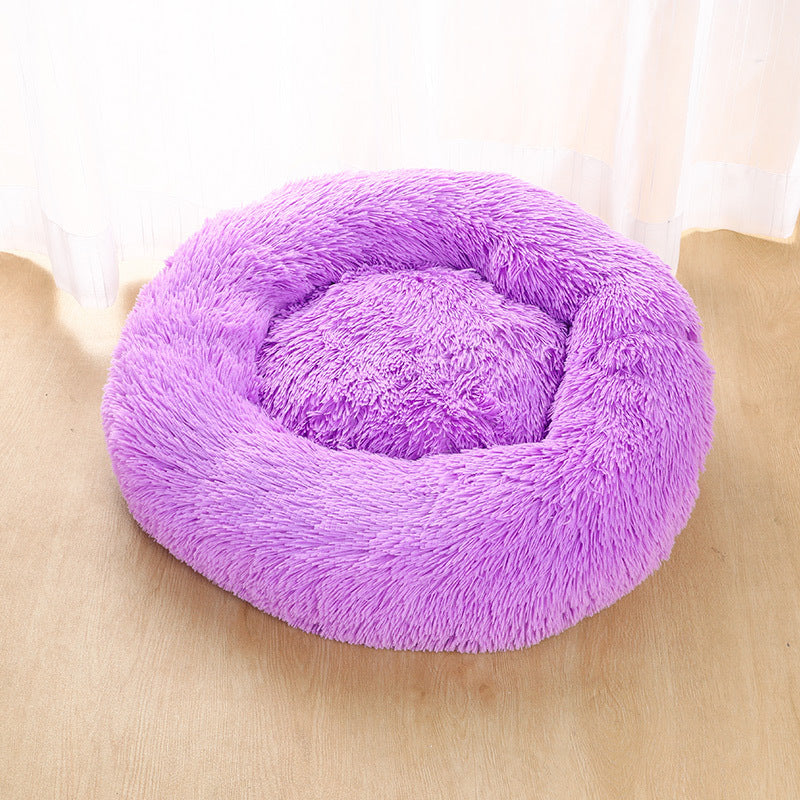Manufacturers deep sleep dog kennel cat kennel round long-haired hair South Korean velvet autumn and winter nest pad cat mattress small and medium-sized dogs