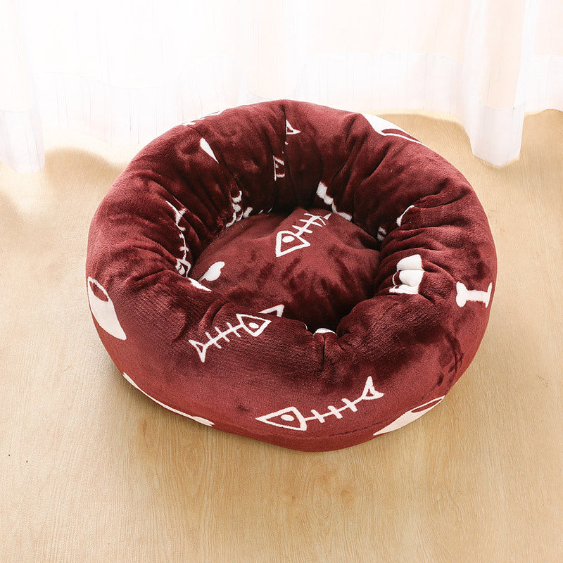 Manufacturers deep sleep dog kennel cat kennel round long-haired hair South Korean velvet autumn and winter nest pad cat mattress small and medium-sized dogs