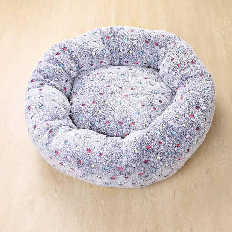 Manufacturers deep sleep dog kennel cat kennel round long-haired hair South Korean velvet autumn and winter nest pad cat mattress small and medium-sized dogs