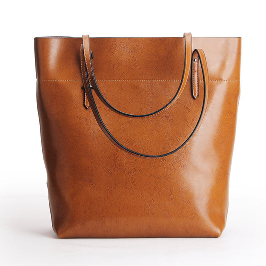 Factory direct sales 2020 new leather handbags fashion oil wax cowhide big bag portable single shoulder bag one drop shipping