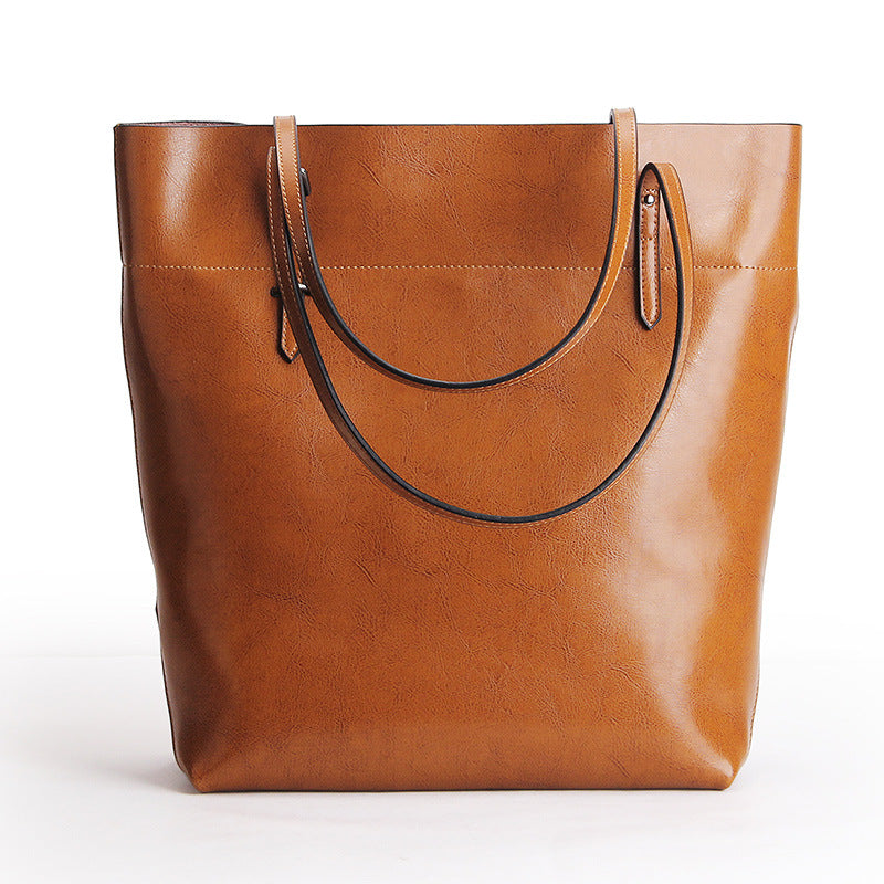 Factory direct sales 2020 new leather handbags fashion oil wax cowhide big bag portable single shoulder bag one drop shipping