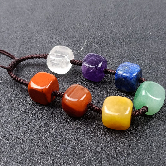 Seven chakra bracelet Chakra square braided bracelet Colorful crystal agate bracelet