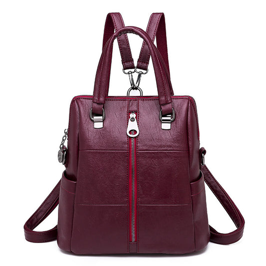 Women's bags 2020 new multifunctional three-purpose ladies backpack fashion soft leather all-match shoulder bag messenger bag