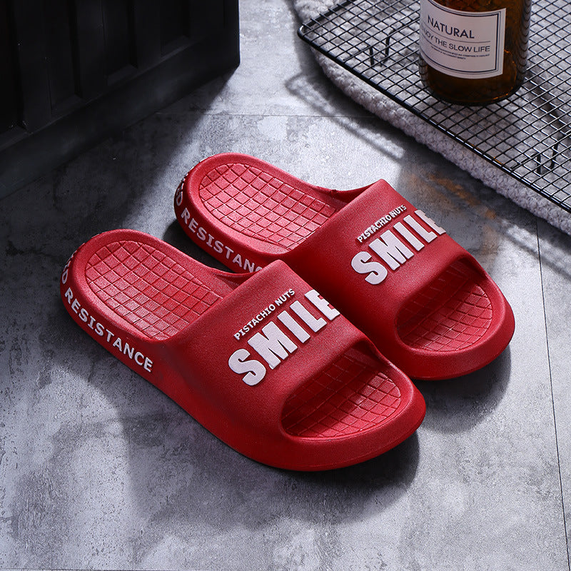 New home indoor slippers women summer comfortable non-slip flip flops outer wear fashionable beach shoes men couple slippers