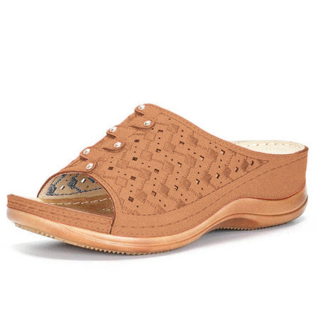 Large size casual sandals women Europe and America new solid color thick-soled carved ladies slippers sandals wish Amazon cross-border