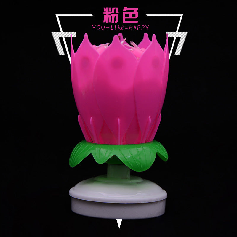 lotus music birthday candle flower double-layer rotary lotus candle birthday cake candle
