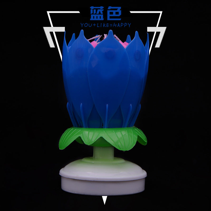 lotus music birthday candle flower double-layer rotary lotus candle birthday cake candle
