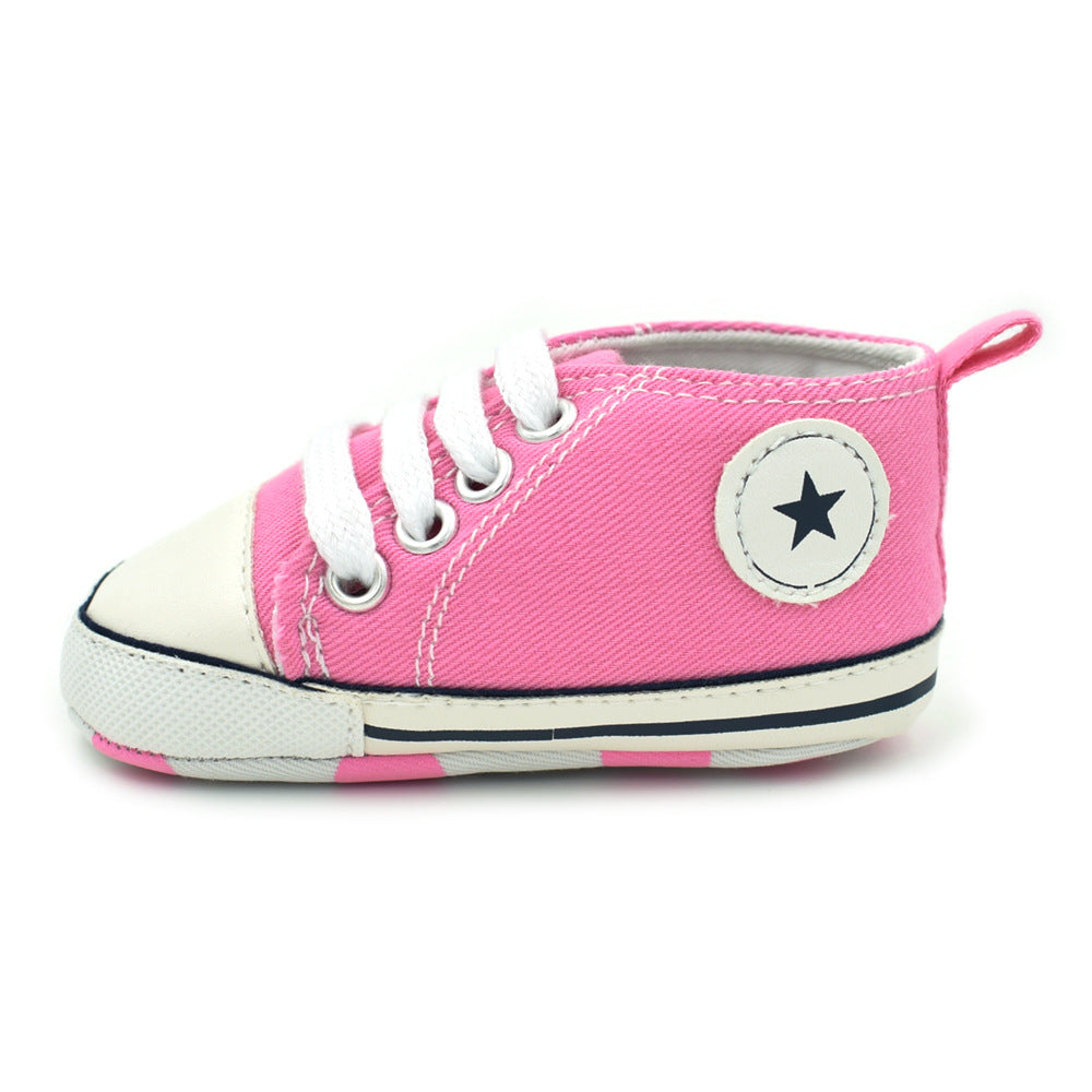 Baby shoes wholesale solid color front lace wild canvas shoes baby toddler shoes D603