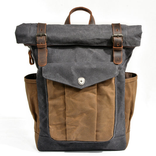 European and American retro backpack men's and women's backpack oil wax canvas travel computer bag outdoor sports mountaineering bag