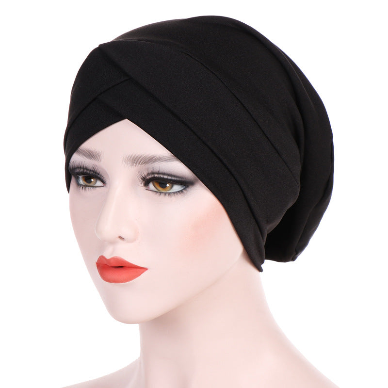 European and American Amazon new stretch cloth forehead cross Indian hat Modal turban hat Chemo hat
